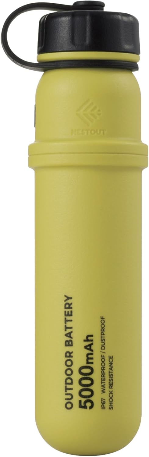 NESTOUT Portable Charger, 5000mAh Outdoor Battery Power Bank, 15W USB-C Fast Charging, Waterproof IP67, Durable Shockproof, Battery Pack for Phone Tablet Hiking Travel Camping (Mustard, 5000mAh)