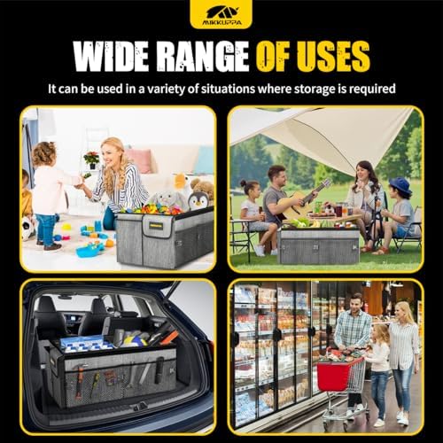 MIKKUPPA Trunk Organizer with Lid - 65L Car Organizer with Cooler, Gray