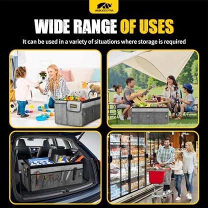 MIKKUPPA Trunk Organizer with Lid - 65L Car Organizer with Cooler, Gray