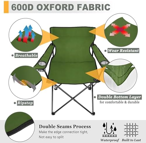 Joyfair Camping Chairs for Lawn & Beach, Large for Adults, Olive Green