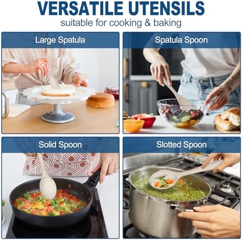 TeamFar Silicone Cooking Utensil Set of 7, Kitchen Cooking Utensil Set