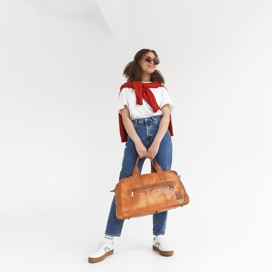 Berliner Bags Vintage Genuine Leather Duffle Bag Austin M for Travel or the Gym, Weekender Bag, Overnight Bag for Men and Women - Brown