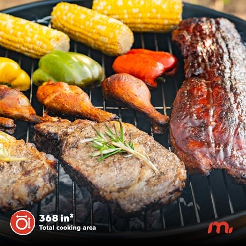 Megamaster 22" Deluxe Charcoal Grill, Portable with Adjustable Air Vent