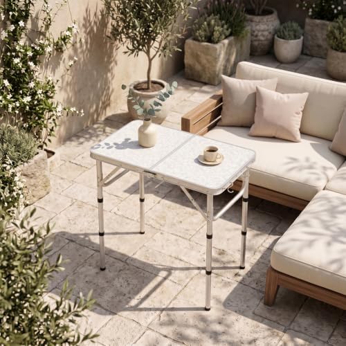 Small Folding Camping Table, 2ft Portable Table Adjustable Height