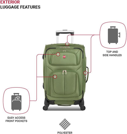 SwissGear Sion Softside Expandable Luggage, Evergreen, Carry-On 21-Inch