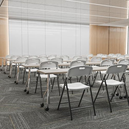 Bonnlo 6-Pack White Plastic Folding Chairs, Portable Seat with Sturdy Steel Frame for Indoor & Outdoor Use, Perfect for Banquet, Party, Wedding, Office, and Camping