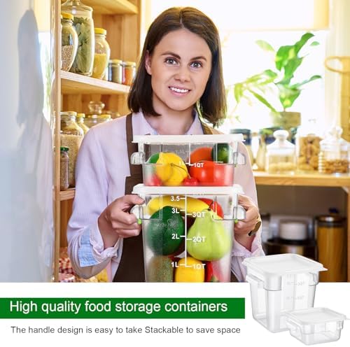 FoldTier 2 Pcs Square Food Storage Containers, White, 2 Qt,4 Qt