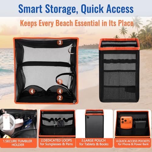 2-in-1 Cooler Mesh Organizer Insert for XL Rubber Beach Totes