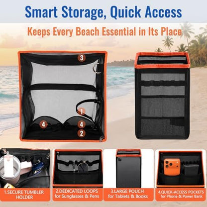 2-in-1 Cooler Mesh Organizer Insert for XL Rubber Beach Totes