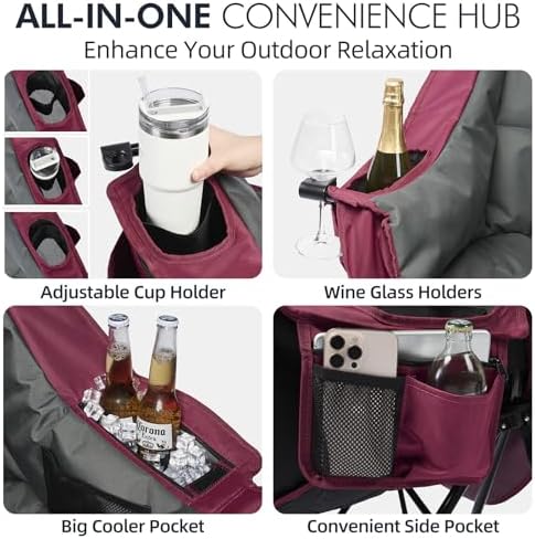 Oversized Camping Chair for Adults 2 Pack - Heavy Duty Outdoor Padded Chair