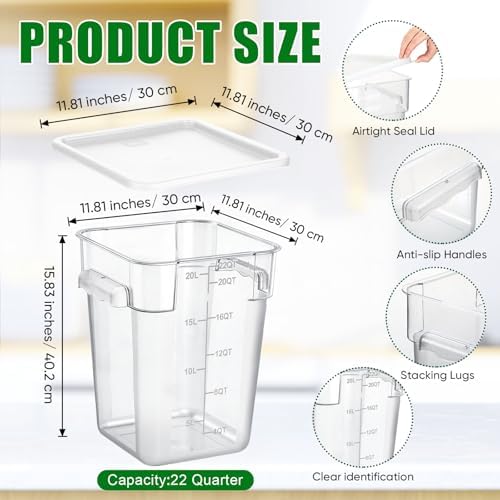 FoldTier 2 Pcs Square Food Storage Containers, White, 22 Qt