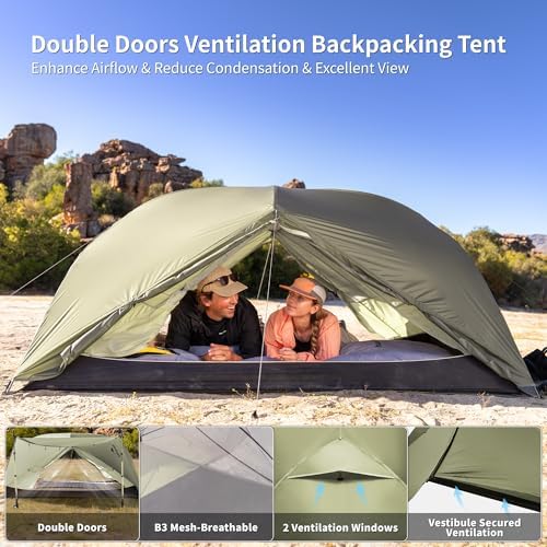 Naturehike Mongar Upgraded 1/2/3 Person Backpacking Tent,Waterproof Lightweight Camping Tent with Footprint