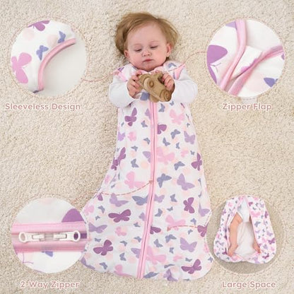 Yoofoss Baby Sleep Sack 0-6 Month 1.5TOG 100% Organic Cotton 2-Way Zipper