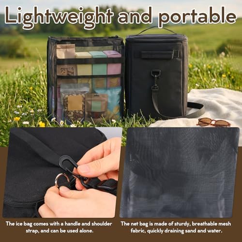 2-in-1 Cooler Organizer Insert for Bogg Bag Original/X-Large, PEVA 6H Insulated Storage Inner with Mesh Bag, Dry-Wet Separate for Camping, Beach, Picnic, Road Trips