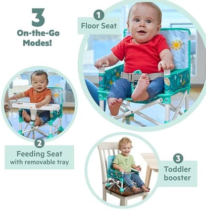 Bright Starts Disney Stitch Pop 'N Sit Portable Booster, Indoor/Outdoor Use, Floor Seat with Feeding Tray, Blue, 6 Mos - 3 Yrs (Pack of 2)