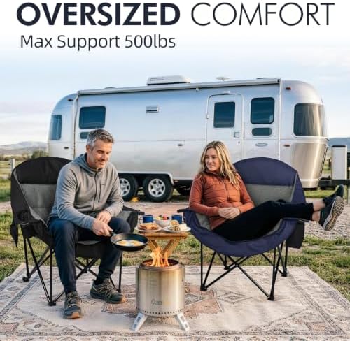 Oversized Camping Chair for Adults 2 Pack - Heavy Duty Outdoor Padded Chair