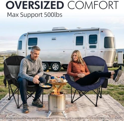 Oversized Camping Chair for Adults 2 Pack - Heavy Duty Outdoor Padded Chair