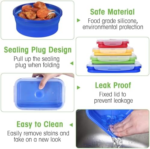 Yaomiao 16 Pack Collapsible Food Storage Container with Lid,Bright Colors