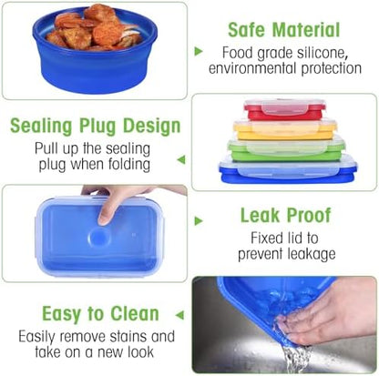 Yaomiao 16 Pack Collapsible Food Storage Container with Lid,Bright Colors
