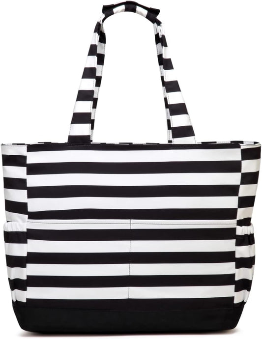 VASCHY Beach Bag for Women, Large Waterproof Sandproof Fold-able Packable Pool Tote Bag w Zipper/Pockets