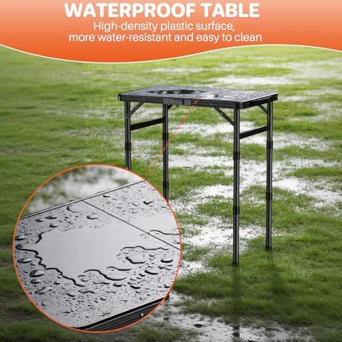 FUNYKICH Waterproof Camping Tables with Plastic Tabletop 22.8''x15.7''