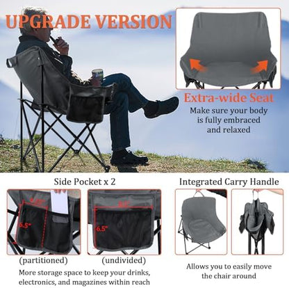 Joyfair Camping Lawn Chair for Adult, Outside Beach Chairs (1 Pack, Grey)