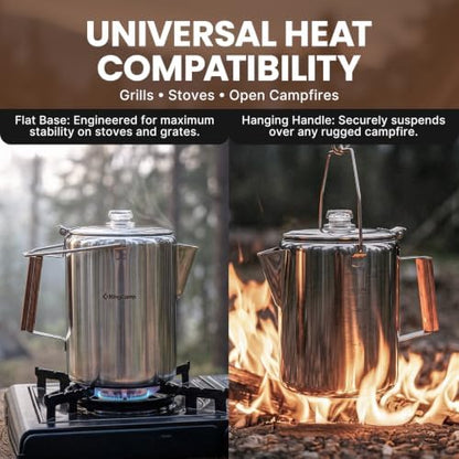 KingCamp Percolator Coffee Pot,304 Stainless Steel,Large Capacity,12 Cup
