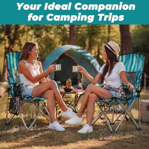 HULKFIT Folding Camping Chairs, Portable Outdoor Beach Lawn Chair for Adults with Carry Bag & Built-in Cup Holder, Casual Foldable Chair for Picnic Fishing Garden,Camouflage Stripes