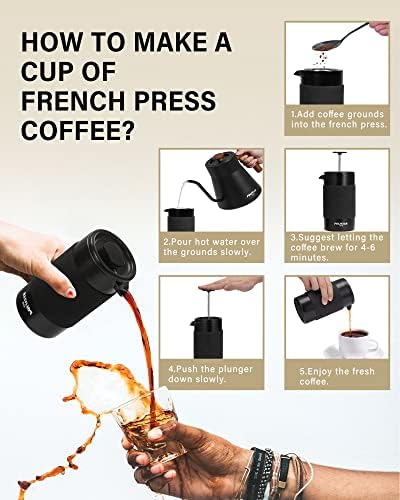 POLIVIAR French Press Coffee Maker, 12 oz