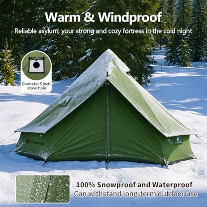Canvas Bell Yurt Tent with Stove Jack, Waterproof Luxury 4 Season Tents for Family Outdoor Camping 100% Cotton Green Glamping Tents for Hunting, Partie, All Year Living