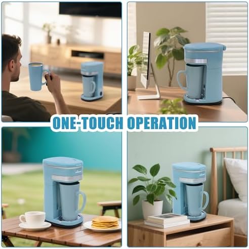 Single Serve Coffee Maker, 15oz Portable One Cup Coffee Brewer