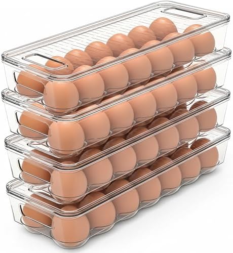 Utopia Home Egg Holder for Fridge, Stackable Egg Container, 4 Pack, Clear