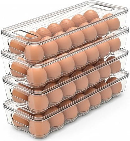 Utopia Home Egg Holder for Fridge, Stackable Egg Container, 4 Pack, Clear