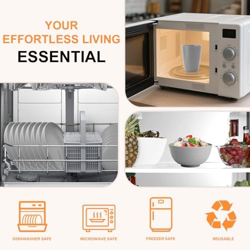 32-Piece Plastic Dinnerware Sets for 8, Dishware Sets for 8 - Grey