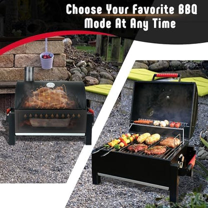 Feasto Portable Tabletop Charcoal Grill, 354 sq.in Cooking Area