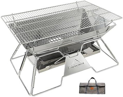 CAMPINGMOON Portable Fire Pit Grill Large 20 Inch Stainless Steel MT-3