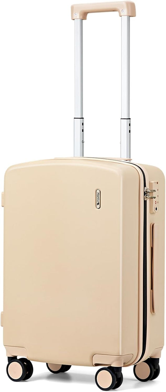 Hanke 20 Inch Hard Shell Suitcases with Spinner Wheels, Lightweight Carry On Luggage 22x14x9 Airline Approved Built-in TSA Lock, Durable Suitcase Rolling Luggage Carry-On Bag(Cuba Sand)