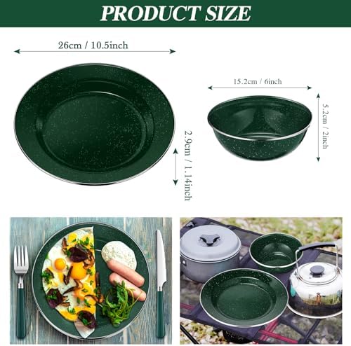 Nuogo 12 Pcs Enamel Camping Tableware Set Dinnerware Kit