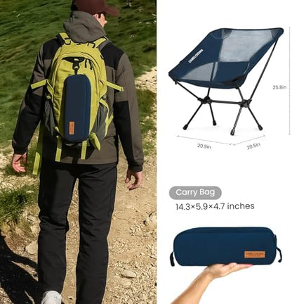 CAMEL CROWN Portable Camping Chair Lightweight Compact Folding Chair Mesh for Outdoor Camp Travel Beach Picnic Festival Hiking Backpacking Navy Blue 2 Pack