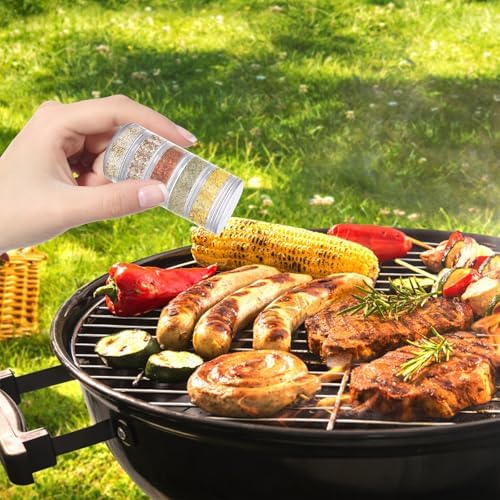 4 Sets 5 Layers Travel Spice Container with Black Organizer Bag, Clear Mini Portable Stackable Camp Spice Kit for Outdoor Cooking, Traveling, Barbecuing Use