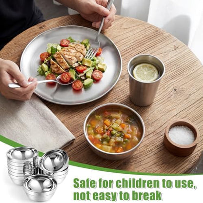 Sunnyray 6 Sets Stainless Steel Plates, Bowls, Cups for Camping
