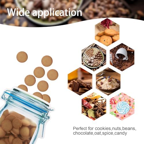 30Pcs Mason Jar Zipper Bags Reusable Snack Bags Portable Food Storage Snack Zipper Bags Food Saver Storage Bags Zipper Sealed Bags for Kitchen Travel Camping Picnic Organizer (5S 8M 12L 5T)