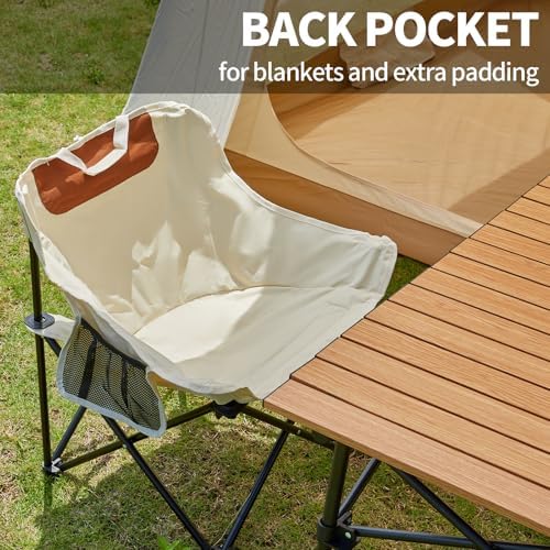 SHANQUAN 2 Pack Folding Camping Chair, Compact Camp Chair,Outdoor Lawn Portable Lightweight Backpacking Chair with Carrying Bag for Outdoor Camp,Travel,Beach,Picnic,Fishing, Hiking (Beige)
