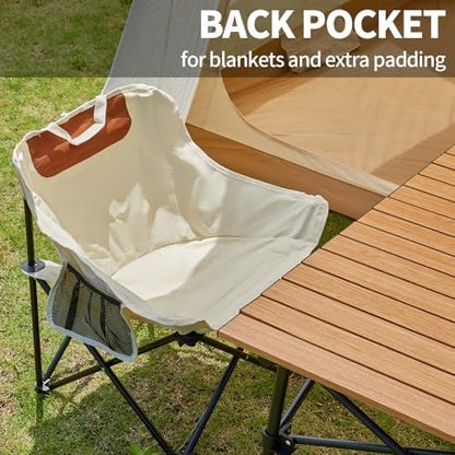 SHANQUAN 2 Pack Folding Camping Chair, Compact Camp Chair,Outdoor Lawn Portable Lightweight Backpacking Chair with Carrying Bag for Outdoor Camp,Travel,Beach,Picnic,Fishing, Hiking (Beige)