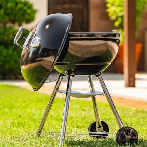 Megamaster 22" Deluxe Charcoal Grill, Portable with Adjustable Air Vent