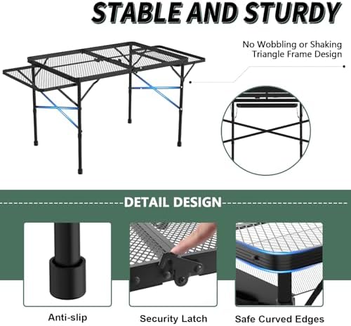 WildFinder Folding Table with 2 Wing Panels, 3x2 FT Foldable Camping Table