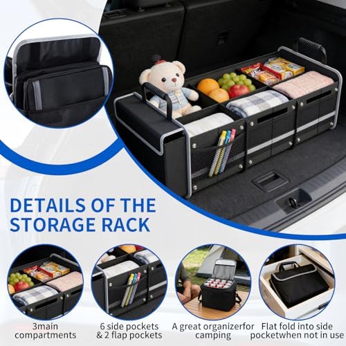 95L Collapsible Car Trunk Organizer, Detachable Insulated Cooler Bag