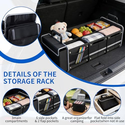 95L Collapsible Car Trunk Organizer, Detachable Insulated Cooler Bag