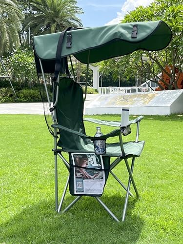 VTOY Portable Folding Camping Chair with Canopy, Outdoor Sun Shade Chair