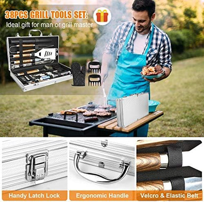 Cifaisi 38Pcs BBQ Tools Grilling Accessories Set with Aluminum Case